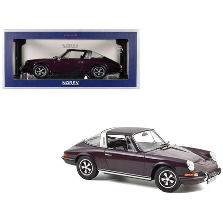 1971 Porsche 911 T Targa Violet with Black Top 1/18 Diecast Model Car by Norev - Norev - ModelCars.com