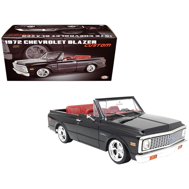 1972 Chevrolet Blazer Custom Black with White Top and Red Interior Limited Edition to 698 pieces Worldwide 1/18 Diecast Model Car by ACME - Acme - ModelCars.com