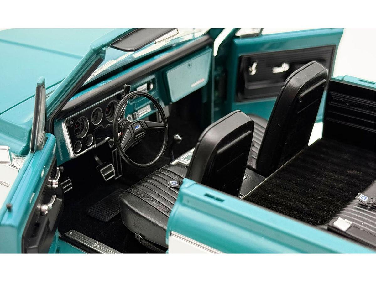 1972 Chevrolet Blazer K/5 "Route 66 100th Anniversary" Green and White with Black Stripes Limited Edition 1/18 Diecast Model Car by ACME-Acme-ModelCars.com