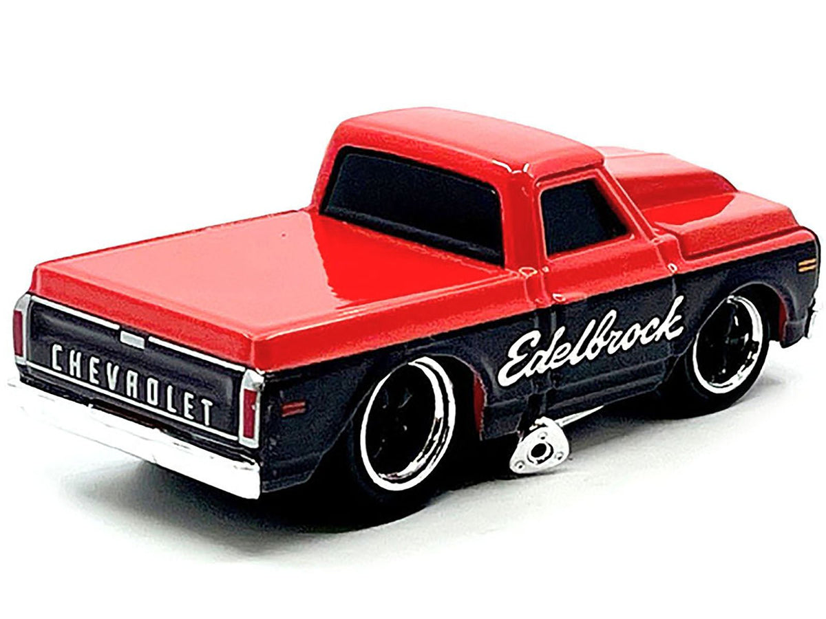 1972 Chevrolet C-10 Pickup Truck Red and Black "Edelbrock" 1/64 Diecast Model Car by Muscle Machines-Muscle Machines-ModelCars.com