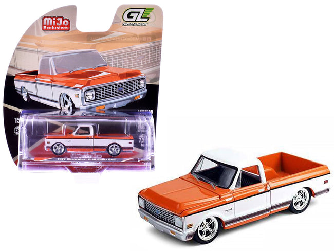 1972 Chevrolet C-10 Short Bed Pickup Truck Orange and White "Mijo Exclusives" Series 1/64 Diecast Model Car by Greenlight-Greenlight-ModelCars.com