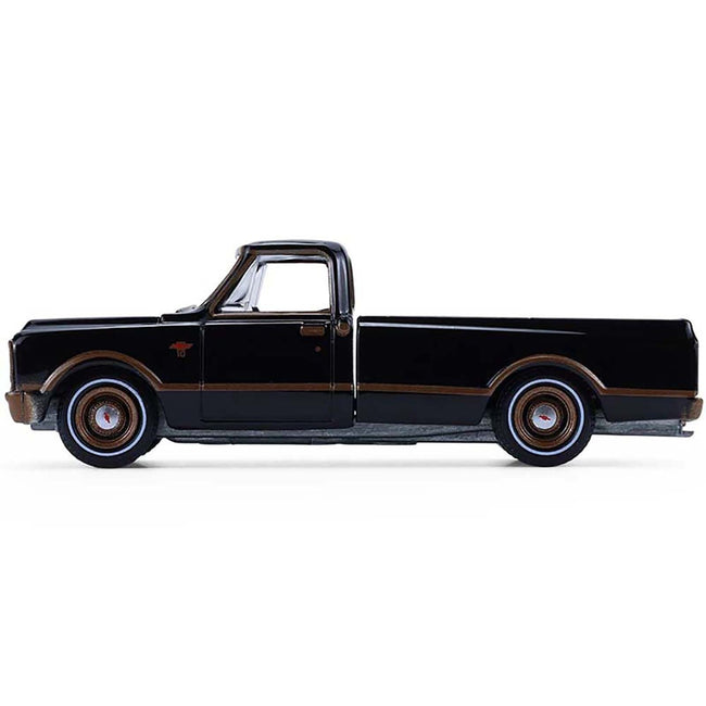 1972 Chevrolet C10 Pickup Truck Lowrider Black with Bronze Stripes "California Lowriders" Series 7 1/64 Diecast Model Car by Greenlight-Greenlight-ModelCars.com