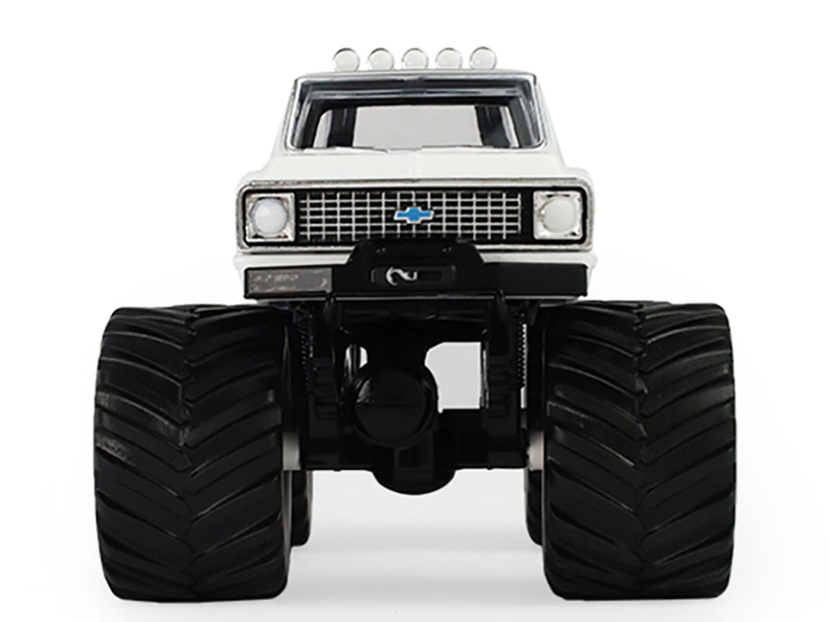 1972 Chevrolet K-10 Monster Truck "Chevron 150th Anniversary" White and Blue Metallic "Kings of Crunch" Series 1/43 Diecast Model Car by Greenlight-Greenlight-ModelCars.com
