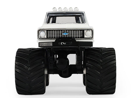 1972 Chevrolet K-10 Monster Truck "Chevron 150th Anniversary" White and Blue Metallic "Kings of Crunch" Series 1/43 Diecast Model Car by Greenlight-Greenlight-ModelCars.com