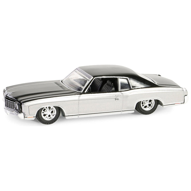 1972 Chevrolet Monte Carlo Lowrider Silver Metallic and Black "California Lowriders" Series 5 1/64 Diecast Model Car by Greenlight - Greenlight - ModelCars.com
