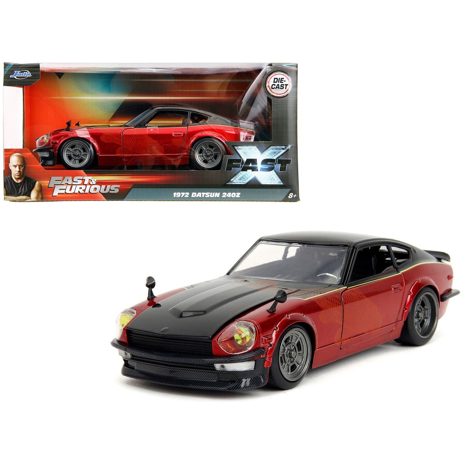 1972 Datsun 240Z Black and Red Metallic with Graphics "Fast X" (2023) Movie "Fast & Furious" Series 1/24 Diecast Model Car by Jada - Jada - ModelCars.com