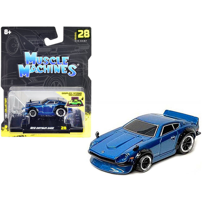 1972 Datsun 240Z Blue Metallic 1/64 Diecast Model Car by Muscle Machines - Muscle Machines - ModelCars.com