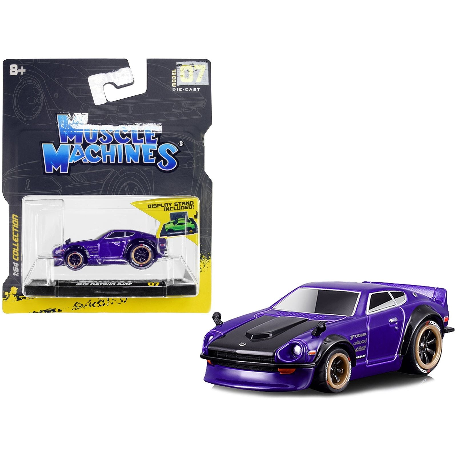 1972 Datsun 240Z Purple with Dark Gray Hood 1/64 Diecast Model Car by Muscle Machines - Muscle Machines - ModelCars.com