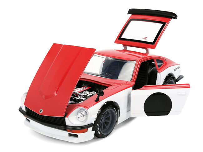1972 Datsun 240Z Red and White "JDM Tuners" Series 1/24 Diecast Car Model by Jada-Jada-ModelCars.com