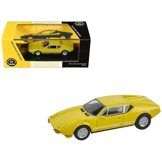 1972 De Tomaso Pantera Yellow 1/64 Diecast Model Car by Paragon Models - Paragon - ModelCars.com