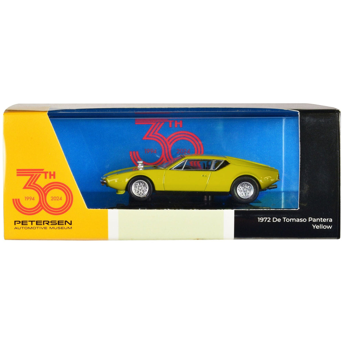 1972 De Tomaso Pantera Yellow "Petersen Automotive Museum 30th Anniversary" 1/64 Diecast Model Car by Paragon Models - Paragon - ModelCars.com