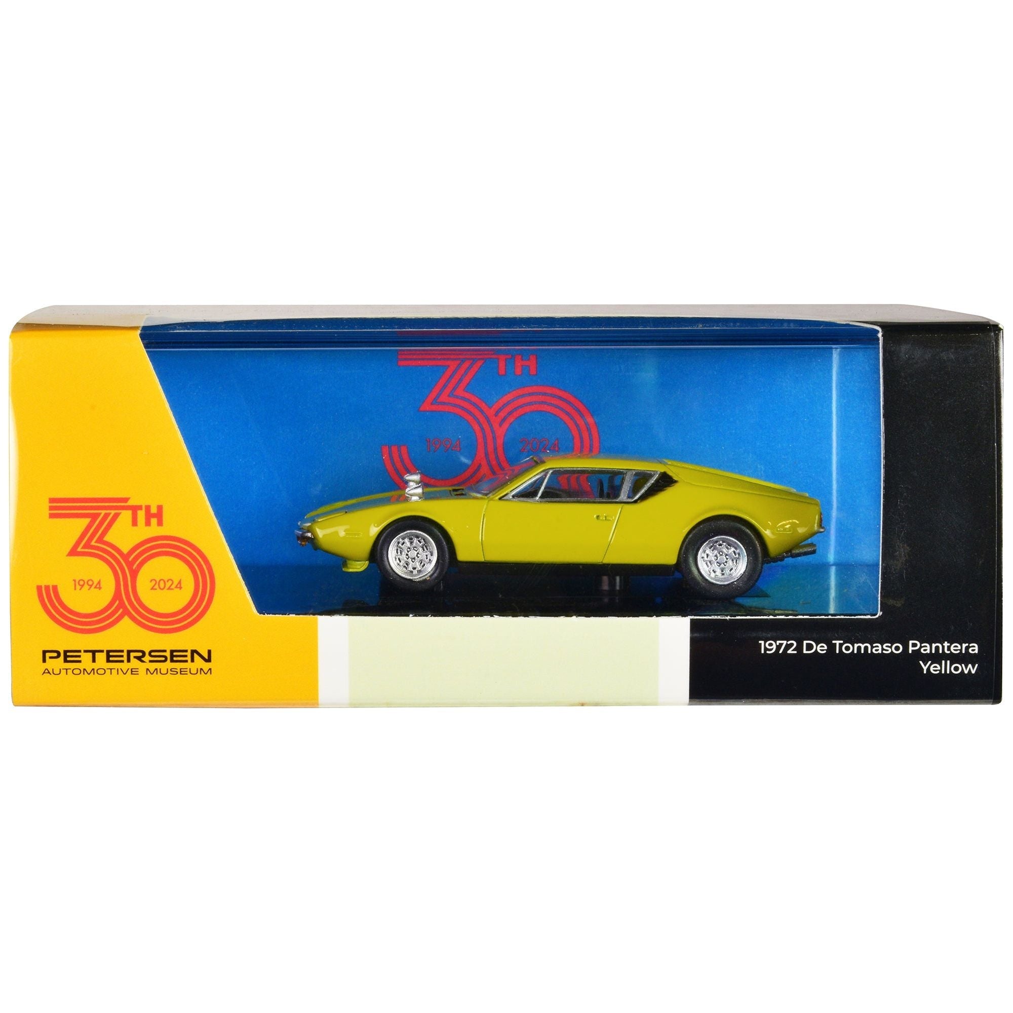 1972 De Tomaso Pantera Yellow "Petersen Automotive Museum 30th Anniversary" 1/64 Diecast Model Car by Paragon Models - Paragon - ModelCars.com
