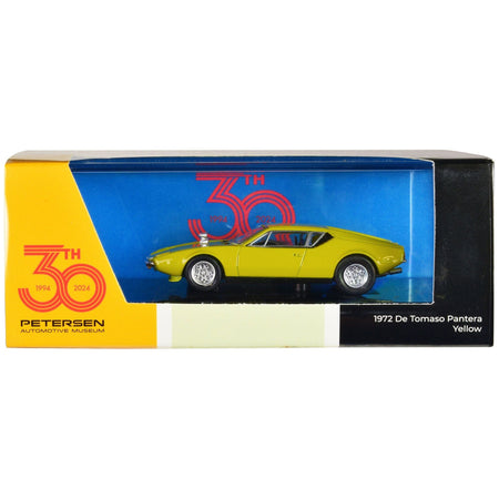 1972 De Tomaso Pantera Yellow "Petersen Automotive Museum 30th Anniversary" 1/64 Diecast Model Car by Paragon Models - Paragon - ModelCars.com