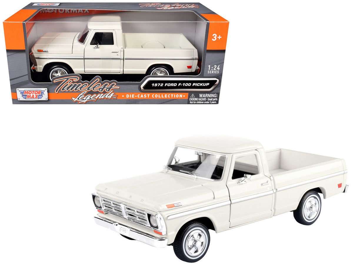 1972 Ford F-100 Pickup Truck Cream "Timeless Legends" Series 1/24 Diecast Model Car by Motormax-Motormax-ModelCars.com