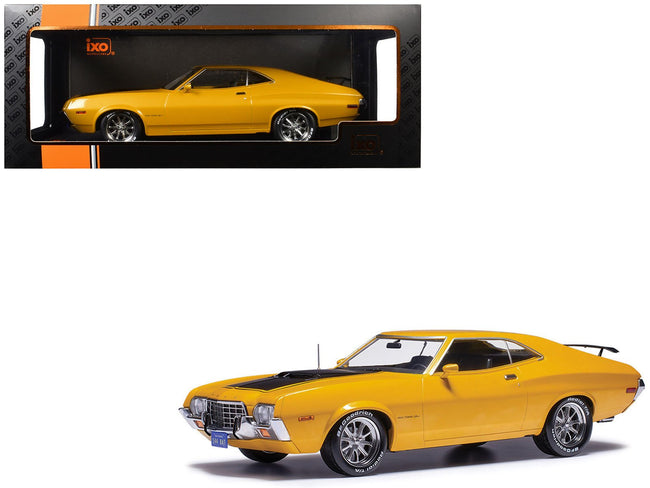 1972 Ford Gran Torino Sport 2-Door Orange Metallic with Black Hood Stripes 1/18 Diecast Model Car by IXO Models-IXO-ModelCars.com