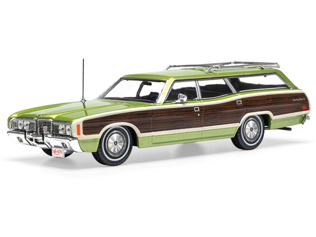 1972 Ford LTD Country Squire Wagon Green Metallic with Woodgrain Sides 1/43 Diecast Model by IXO Models-IXO-ModelCars.com