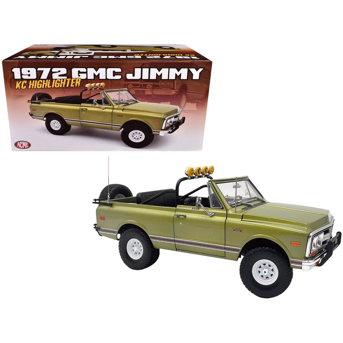 1972 GMC Jimmy Olive Metallic with White Top "KC Highlighter" Limited Edition to 300 pieces Worldwide 1/18 Diecast Model Car by ACME - Acme - ModelCars.com