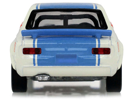 1972 Nissan Skyline 2000 GT-R (KPGC10) RHD (Right Hand Drive) 15 Kunimitsu Takahashi "50th Victory" White with Blue Stripe "Tokyo Torque" Series 10 1/64 Diecast Model Car by Greenlight-Greenlight-ModelCars.com