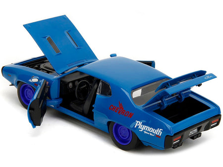 1972 Plymouth GTX #34 Blue with Graphics "Bigtime Muscle" Series 1/24 Diecast Model Car by Jada-Jada-ModelCars.com