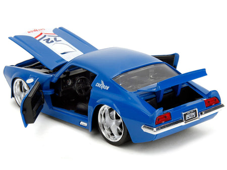1972 Pontiac Firebird 72 Blue with White Stripe "Chevron" "Bigtime Muscle" Series 1/24 Diecast Model Car by Jada-Jada-ModelCars.com