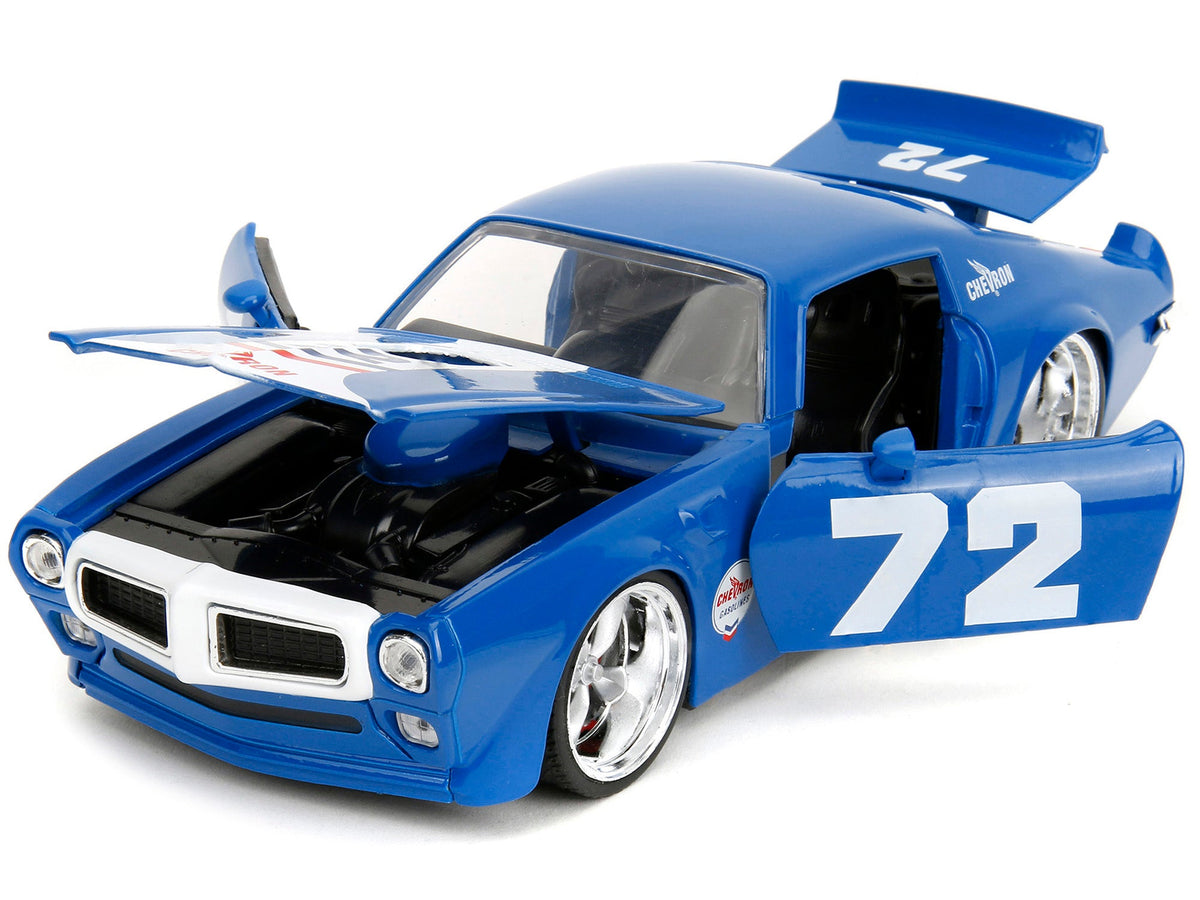 1972 Pontiac Firebird 72 Blue with White Stripe "Chevron" "Bigtime Muscle" Series 1/24 Diecast Model Car by Jada-Jada-ModelCars.com