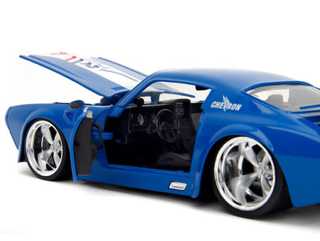 1972 Pontiac Firebird 72 Blue with White Stripe "Chevron" "Bigtime Muscle" Series 1/24 Diecast Model Car by Jada-Jada-ModelCars.com