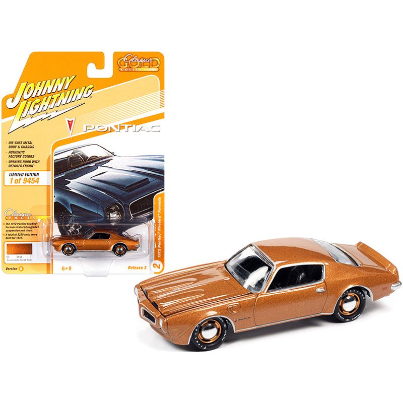 1972 Pontiac Firebird Formula Anaconda Gold Metallic "Classic Gold Collection" Series Limited Edition to 9454 pieces Worldwide 1/64 Diecast Model Car by Johnny Lightning-Johnny Lightning-ModelCars.com