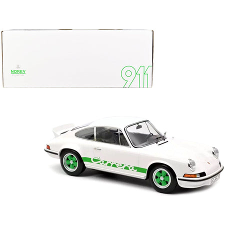1972 Porsche 911 RS Carrera White with Green Stripes 1/12 Diecast Model Car by Norev - Norev - ModelCars.com