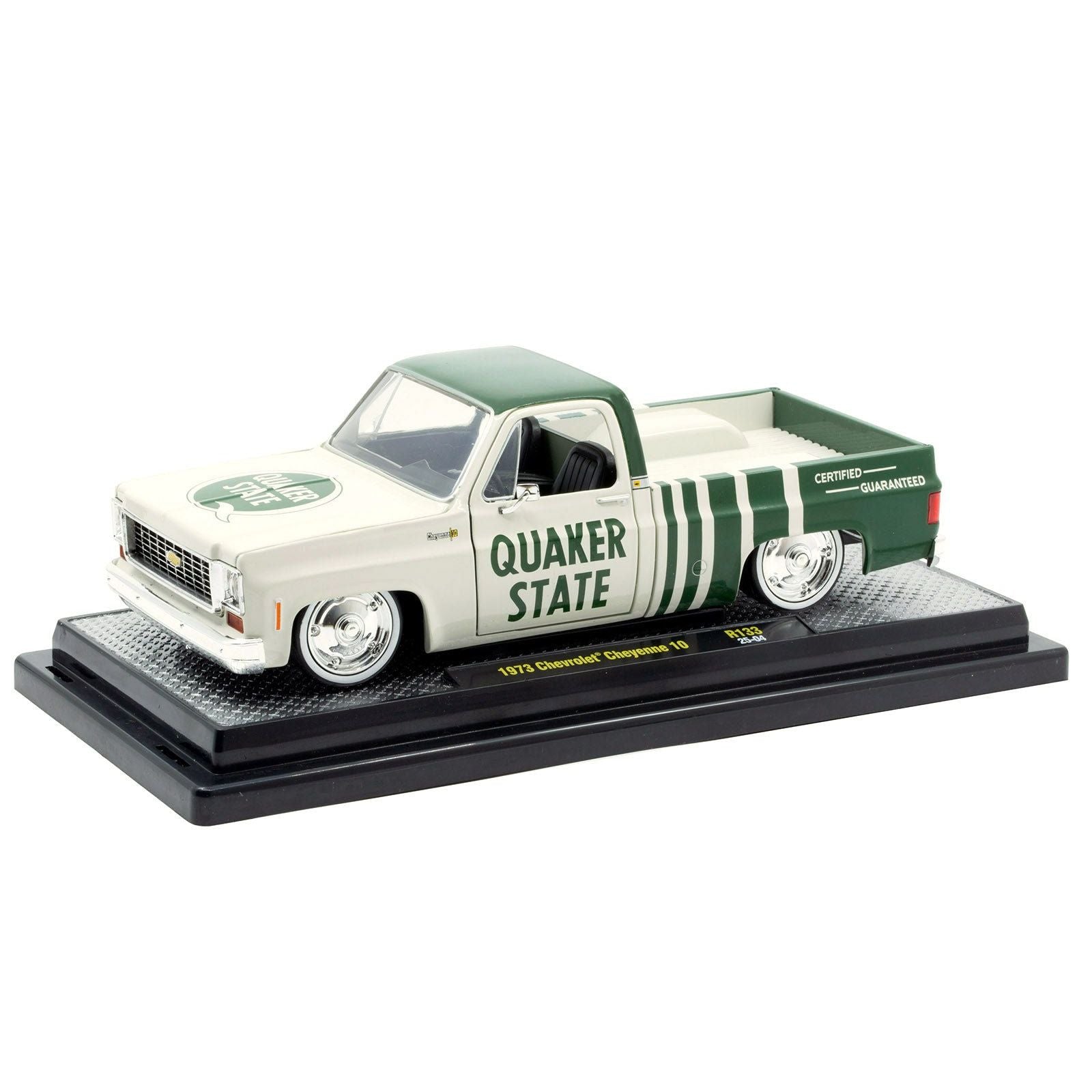 1973 Chevrolet Cheyenne 10 Pickup Truck "Quaker State" Beige and Green Limited Edition to 9600 pieces Worldwide 1/24 Diecast Model Car by M2 Machines - M2 - ModelCars.com
