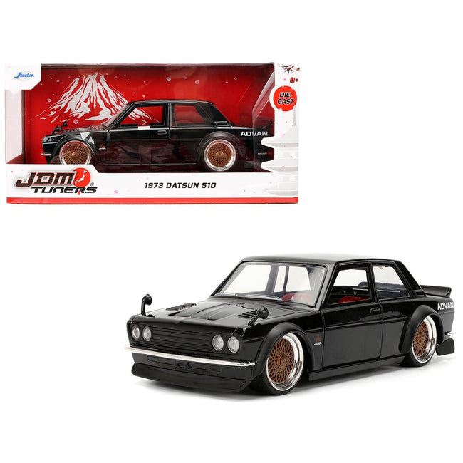 1973 Datsun 510 Black with Gold Wheels "JDM Tuners" Series 1/24 Diecast Model Car by Jada-Jada-ModelCars.com