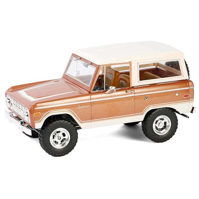 1973 Ford Bronco Hot Ginger Metallic with Cream Top "Artisan Collection" 1/18 Diecast Model Car by Greenlight-Greenlight-ModelCars.com