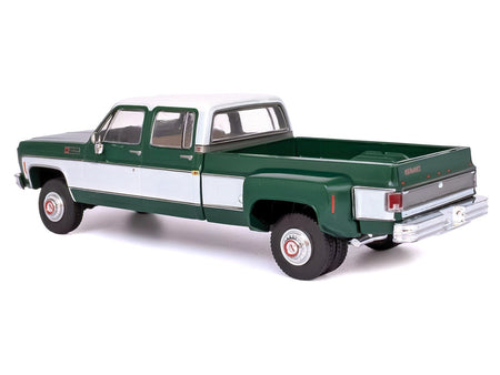 1973 GMC Sierra Grande 3500 Crew Cab Dually Pickup Truck Green and White 1/64 Diecast Model by IXO Models-IXO-ModelCars.com
