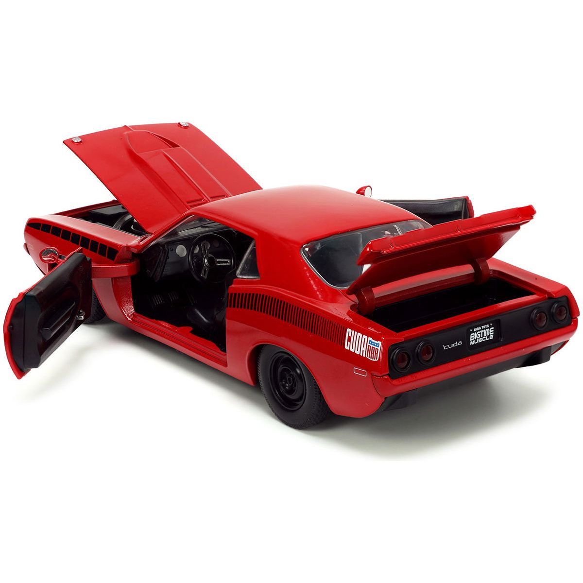 1973 Plymouth Barracuda Red with Black Stripes "Bigtime Muscle" Series 1/24 Diecast Model Car by Jada - Jada - ModelCars.com