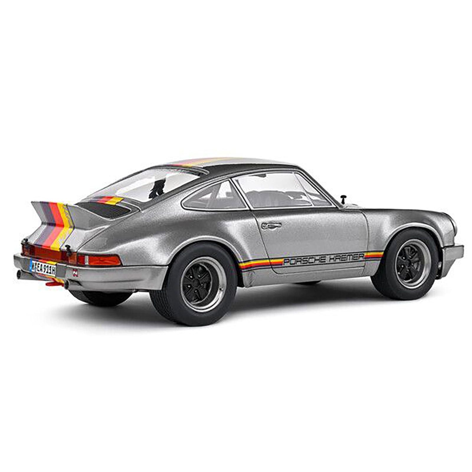 1973 Porsche 911 RSR "Kremer" Silver Metallic with Stripes 1/18 Diecast Model Car by Solido - Solido - ModelCars.com