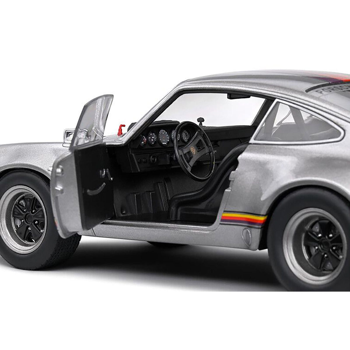 1973 Porsche 911 RSR "Kremer" Silver Metallic with Stripes 1/18 Diecast Model Car by Solido-Solido-ModelCars.com