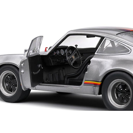 1973 Porsche 911 RSR "Kremer" Silver Metallic with Stripes 1/18 Diecast Model Car by Solido-Solido-ModelCars.com