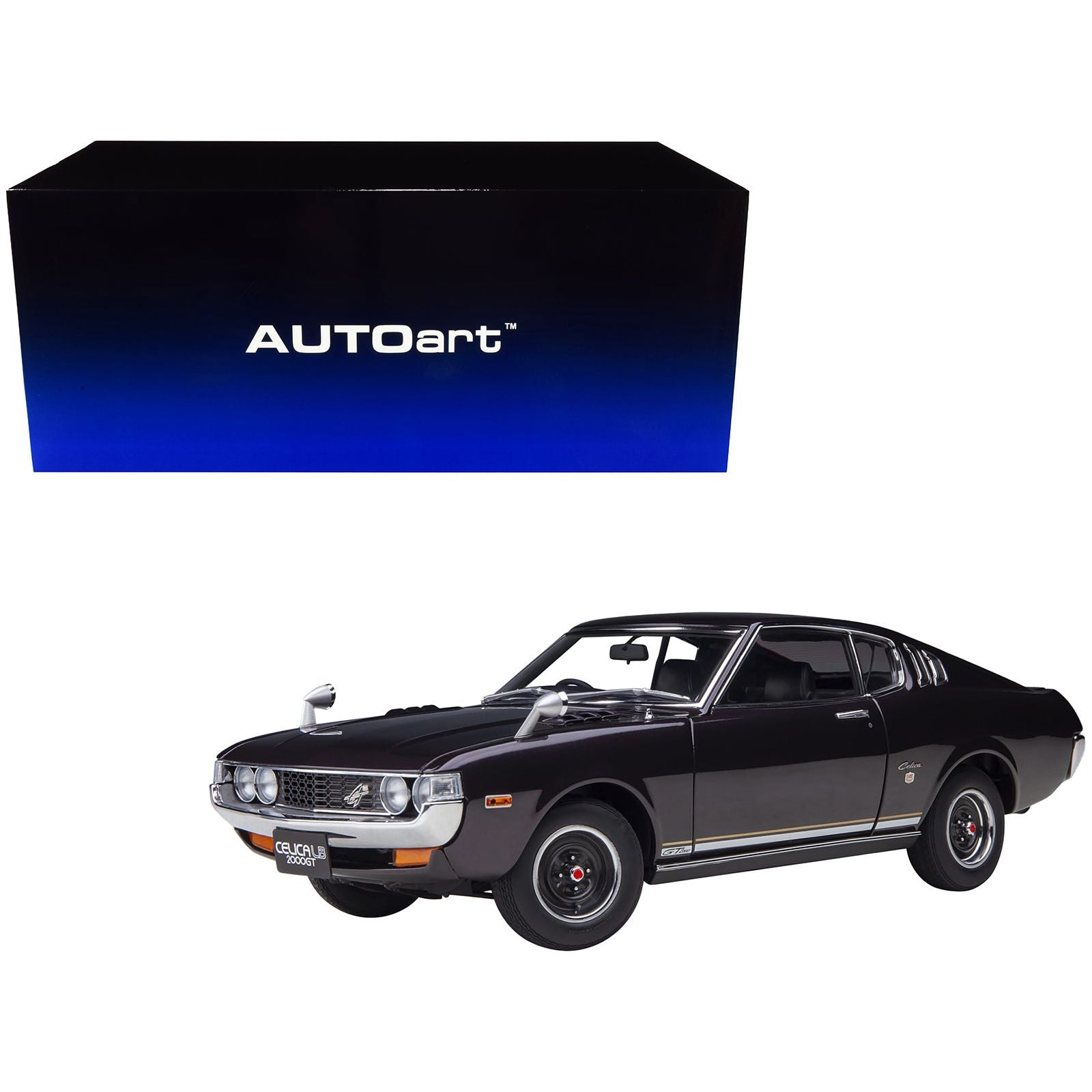 1973 Toyota Celica Liftback 2000GT (RA25) RHD (Right Hand Drive) Dark Purple Metallic 1/18 Model Car by Autoart - Autoart - ModelCars.com