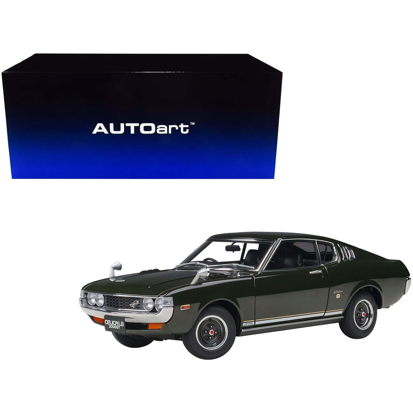 1973 Toyota Celica Liftback 2000GT (RA25) RHD (Right Hand Drive) Moss Green 1/18 Model Car by Autoart - Autoart - ModelCars.com