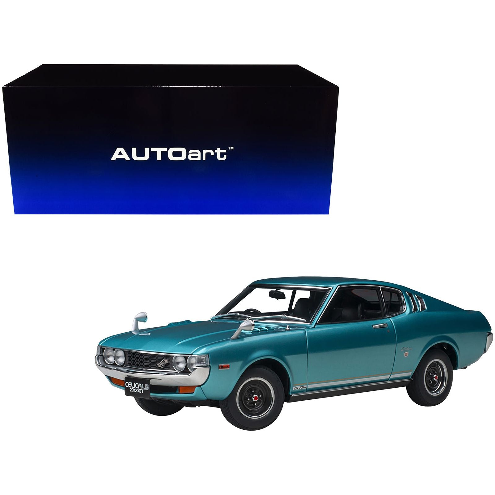 1973 Toyota Celica Liftback 2000GT (RA25) RHD (Right Hand Drive) Turquoise Blue Metallic 1/18 Model Car by Autoart - Autoart - ModelCars.com