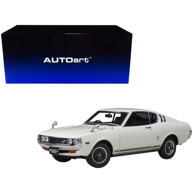 1973 Toyota Celica Liftback 2000GT (RA25) RHD (Right Hand Drive) White with Red and Black Stripes 1/18 Model Car by Autoart - Autoart - ModelCars.com