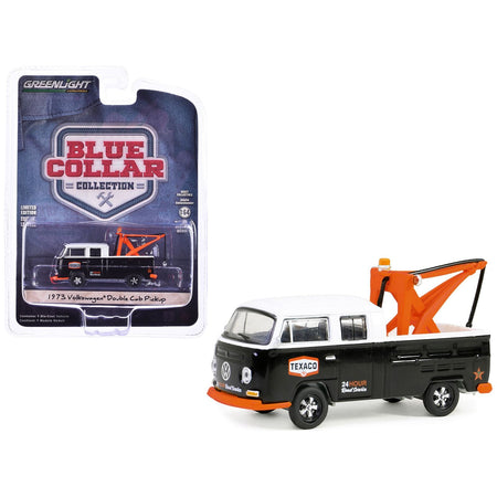1973 Volkswagen Double Cab Tow Truck Black and White "Texaco 24 Hour Road Service" "Blue Collar Collection" Series 13 1/64 Diecast Model Car by Greenlight - Greenlight - ModelCars.com