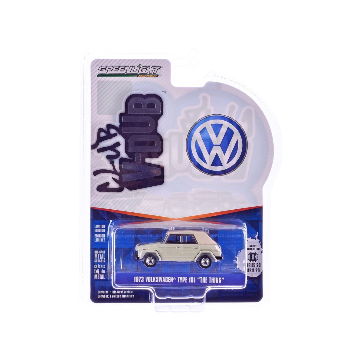 1973 Volkswagen Type 181 "The Thing" Beige with Tan Soft Top "Club Vee - Dub" Series 20 1/64 Diecast Model Car by Greenlight - Greenlight - ModelCars.com