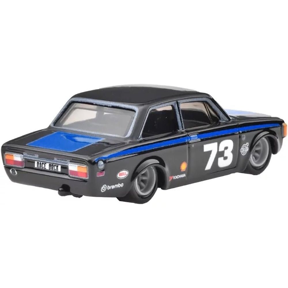 1973 Volvo 142 GL #73 Black with Blue Stripes and Hood "Boulevard" Series Diecast Model Car by Hot Wheels-Hotwheels-ModelCars.com