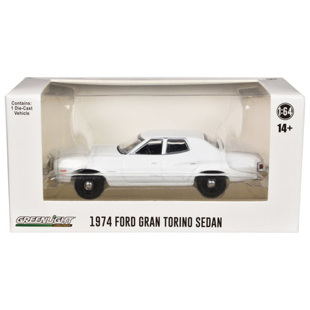 1974 - 1976 Ford Gran Torino Sedan Police Car White "Hot Pursuit - Hobby Exclusive" Series 1/64 Diecast Model Car by Greenlight - Greenlight - ModelCars.com