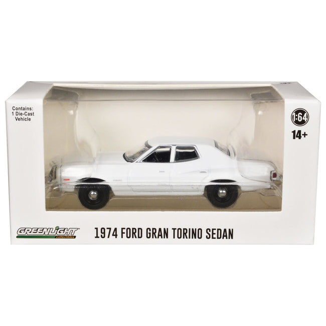 1974 - 1976 Ford Gran Torino Sedan Police Car White "Hot Pursuit - Hobby Exclusive" Series 1/64 Diecast Model Car by Greenlight - Greenlight - ModelCars.com