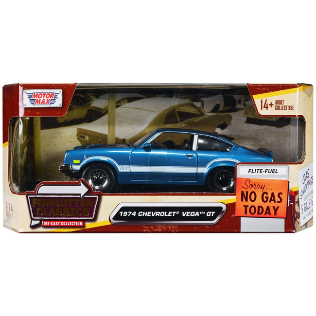 1974 Chevrolet Vega GT Blue Metallic with White Stripes "Forgotten Classics" Series 1/24 Diecast Model Car by Motormax - Motormax - ModelCars.com