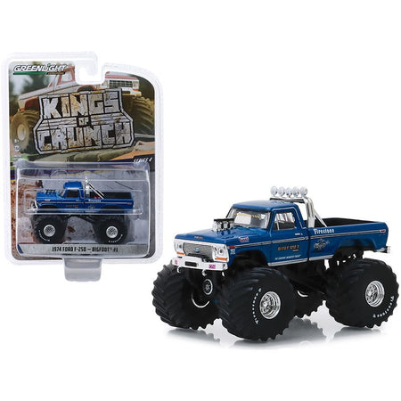 1974 Ford F - 250 Monster Truck "Bigfoot 1" with 66 - Inch Tires Blue (Clean Version) "Kings of Crunch" Series 4 1/64 Diecast Model Car by Greenlight - Greenlight - ModelCars.com