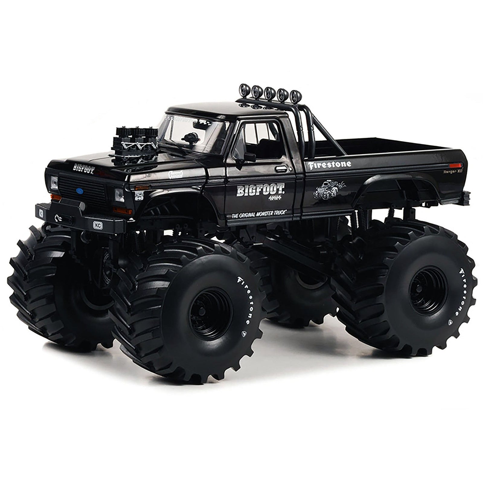 1974 Ford F - 250 Monster Truck with 66 - Inch Tires Black Bandit Edition "Bigfoot 1" "Kings of Crunch" Series 1/18 Diecast Model Car by Greenlight - Greenlight - ModelCars.com