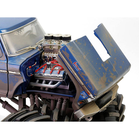1974 Ford F - 250 Monster Truck with 66 - Inch Tires Blue "Bigfoot 1" (Dirty Version) "Kings of Crunch" Series 1/18 Diecast Model Car by Greenlight - Greenlight - ModelCars.com
