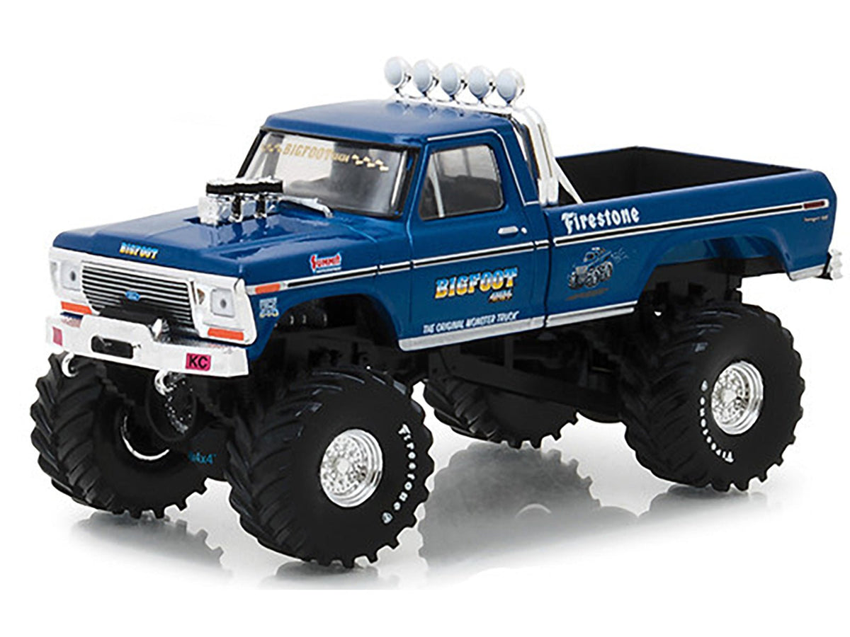 1974 Ford F-250 Ranger XLT Monster Truck Bigfoot #1 "The Original Monster Truck" Blue "Kings of Crunch" 1/43 Diecast Model Car by Greenlight-Greenlight-ModelCars.com